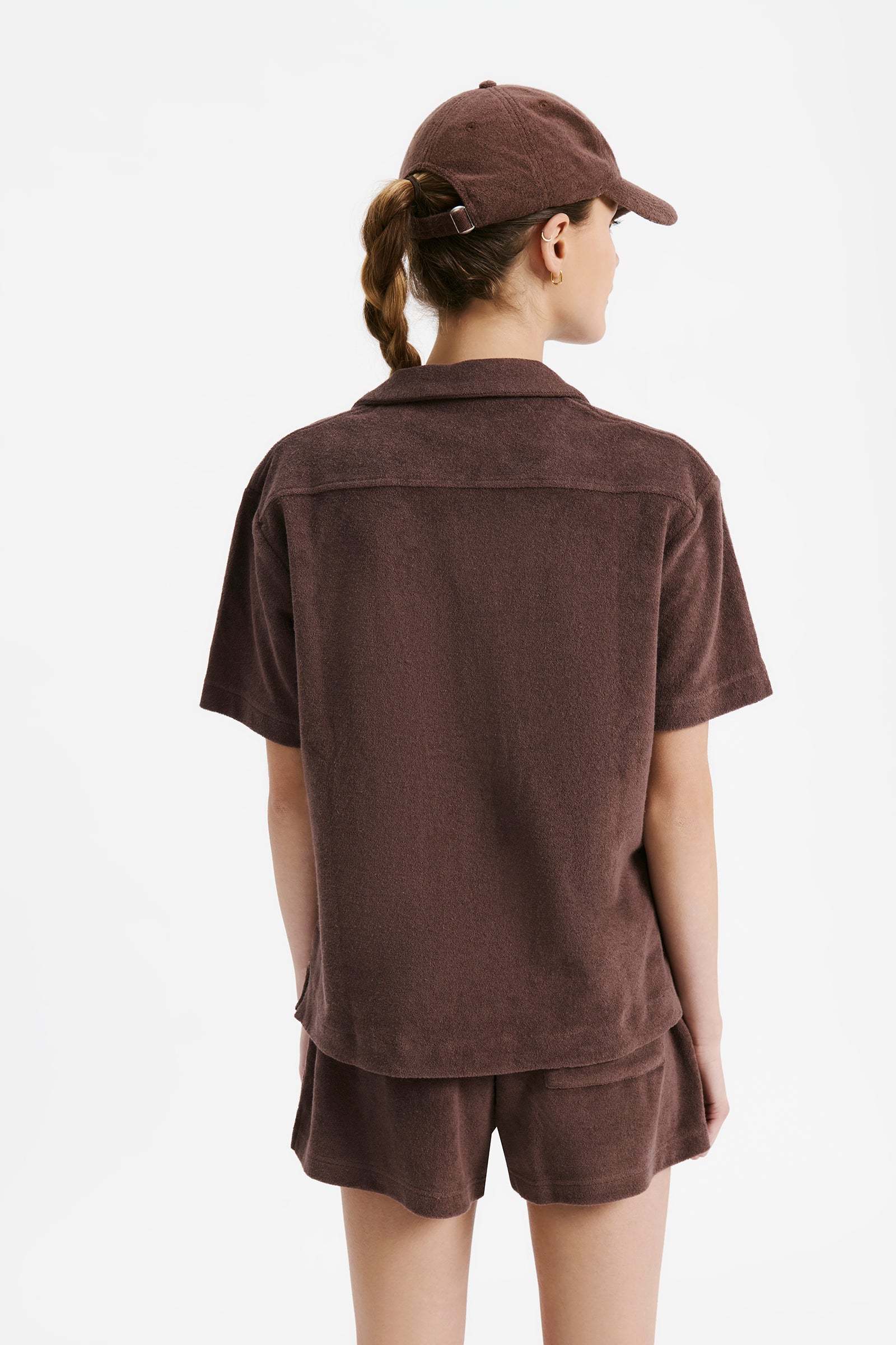 Nude Lucy Nude Terry Cap In A Brown Chocolate Cacao Colour 