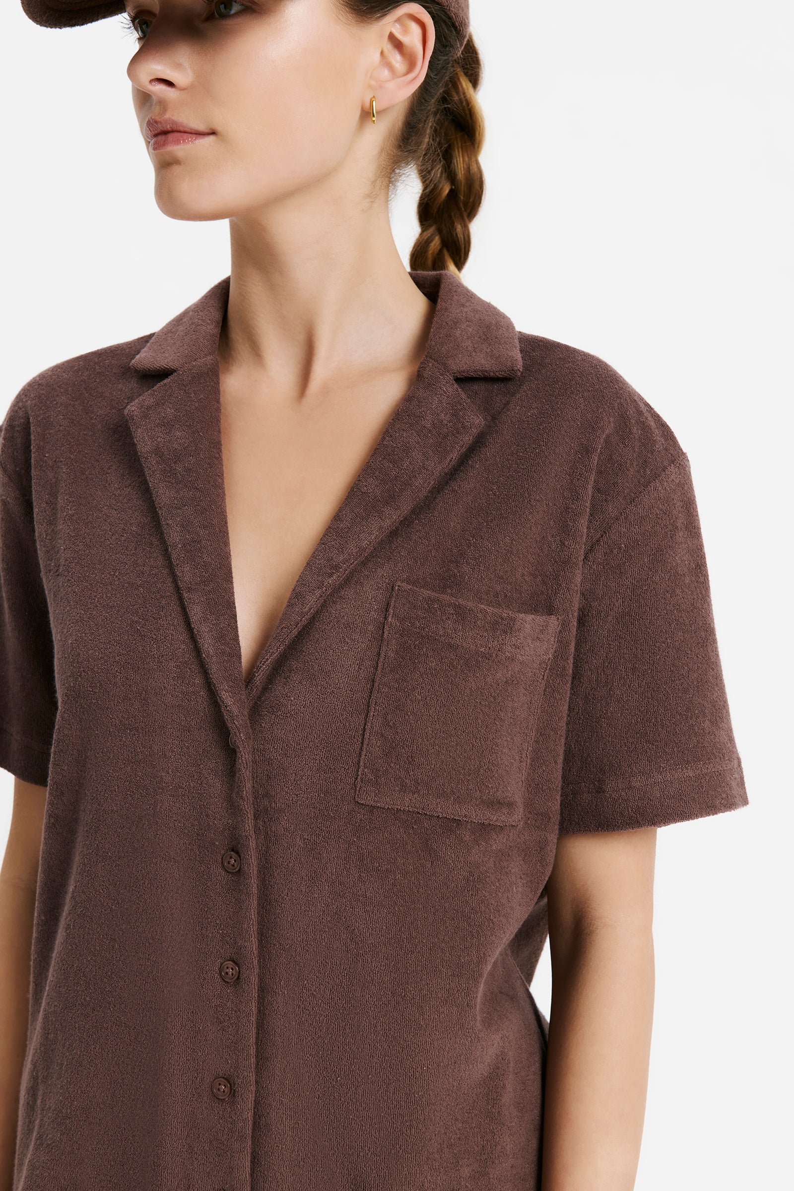 Nude Lucy Inka Terry Shirt in a Brown Chocolate Cacao Colour