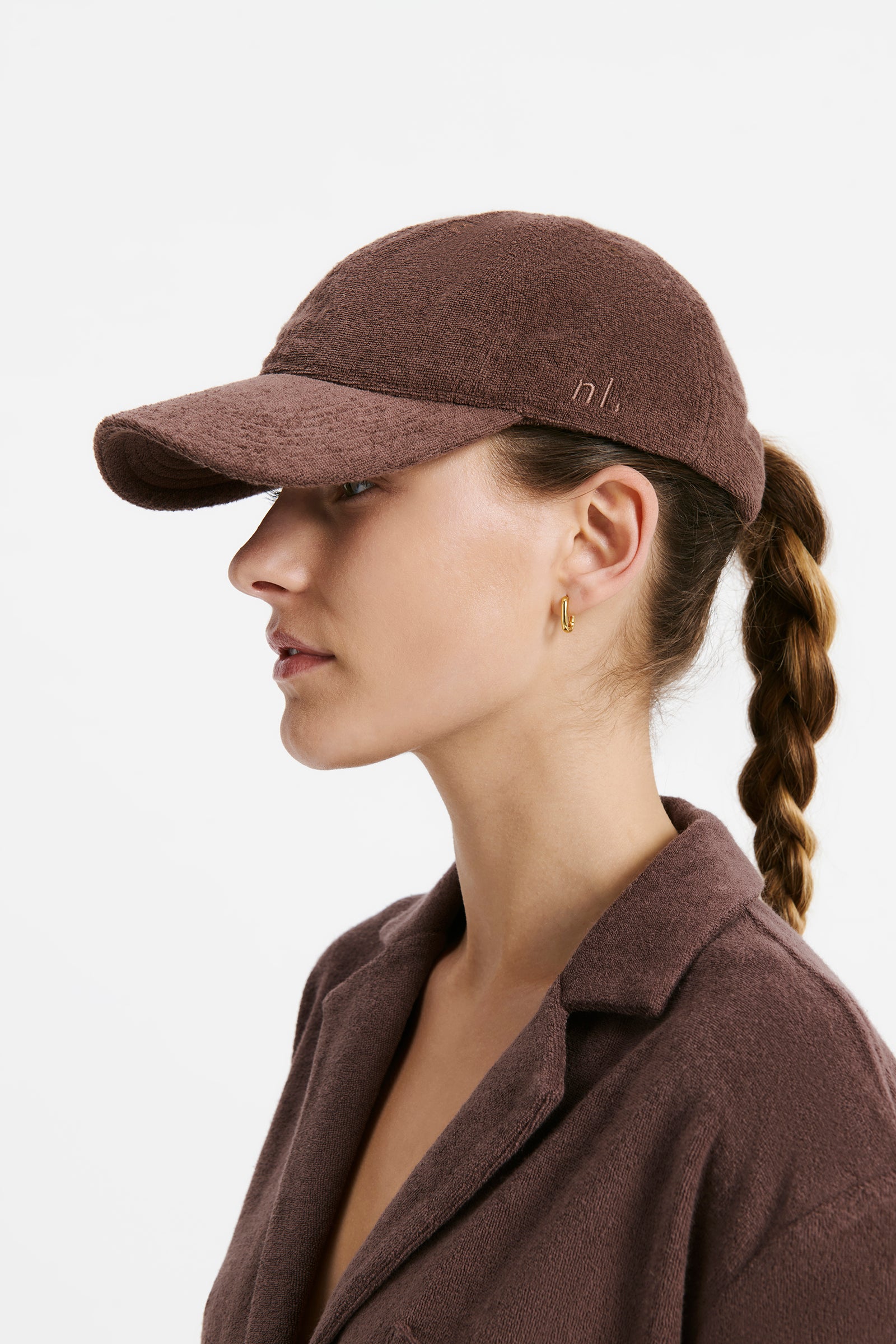 Nude Lucy Nude Terry Cap In A Brown Chocolate Cacao Colour 