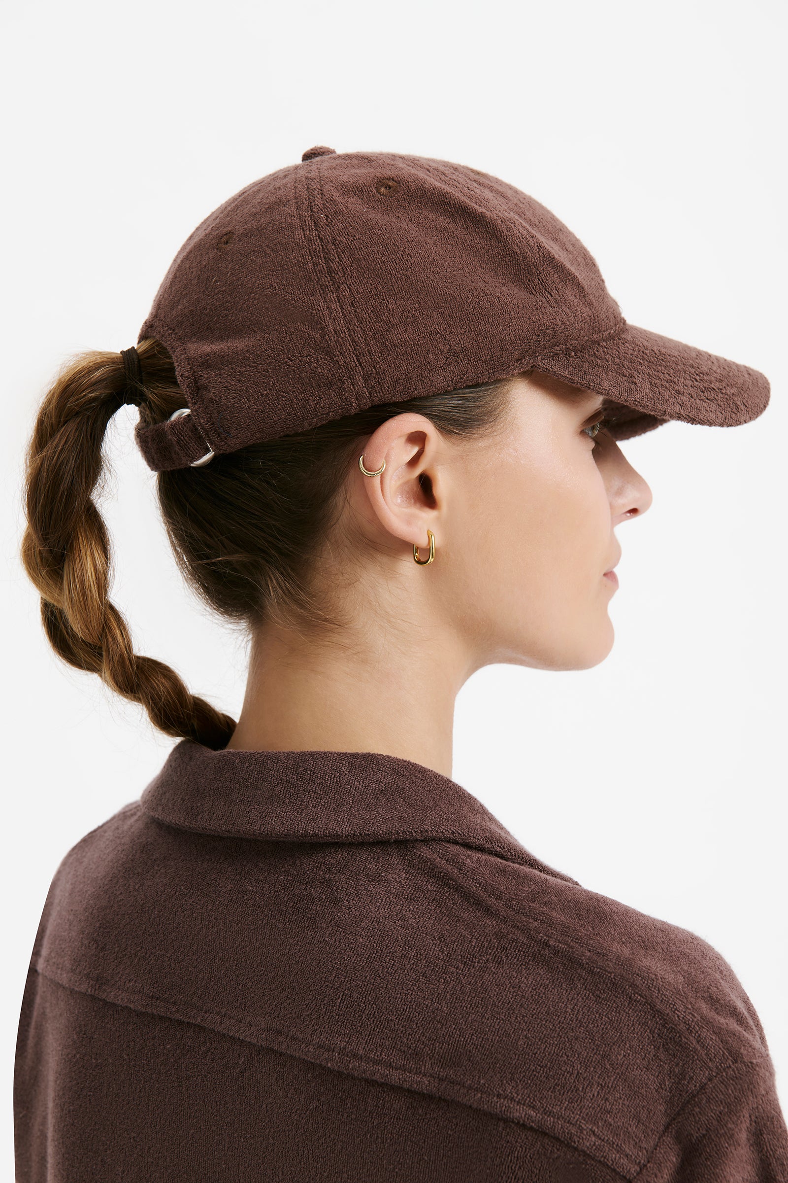 Nude Lucy Nude Terry Cap In A Brown Chocolate Cacao Colour 