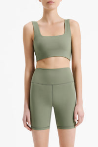 Nude Lucy Nude Active Square Neck Crop In a Green Willow Colour