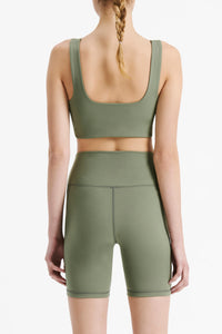 Nude Lucy Nude Active Square Neck Crop In a Green Willow Colour