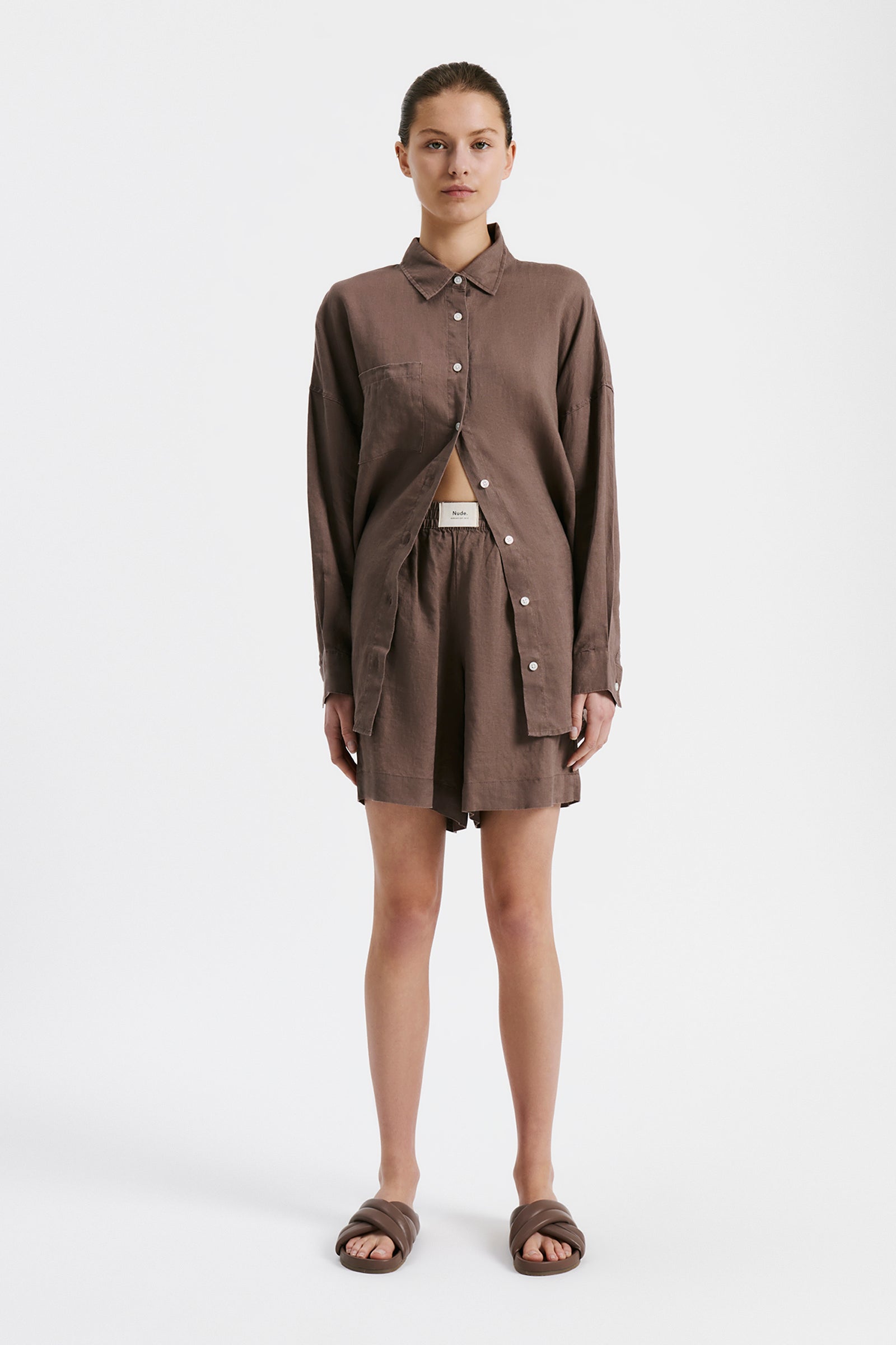 Nude Lucy Lounge Heritage Linen Shirt in Soot