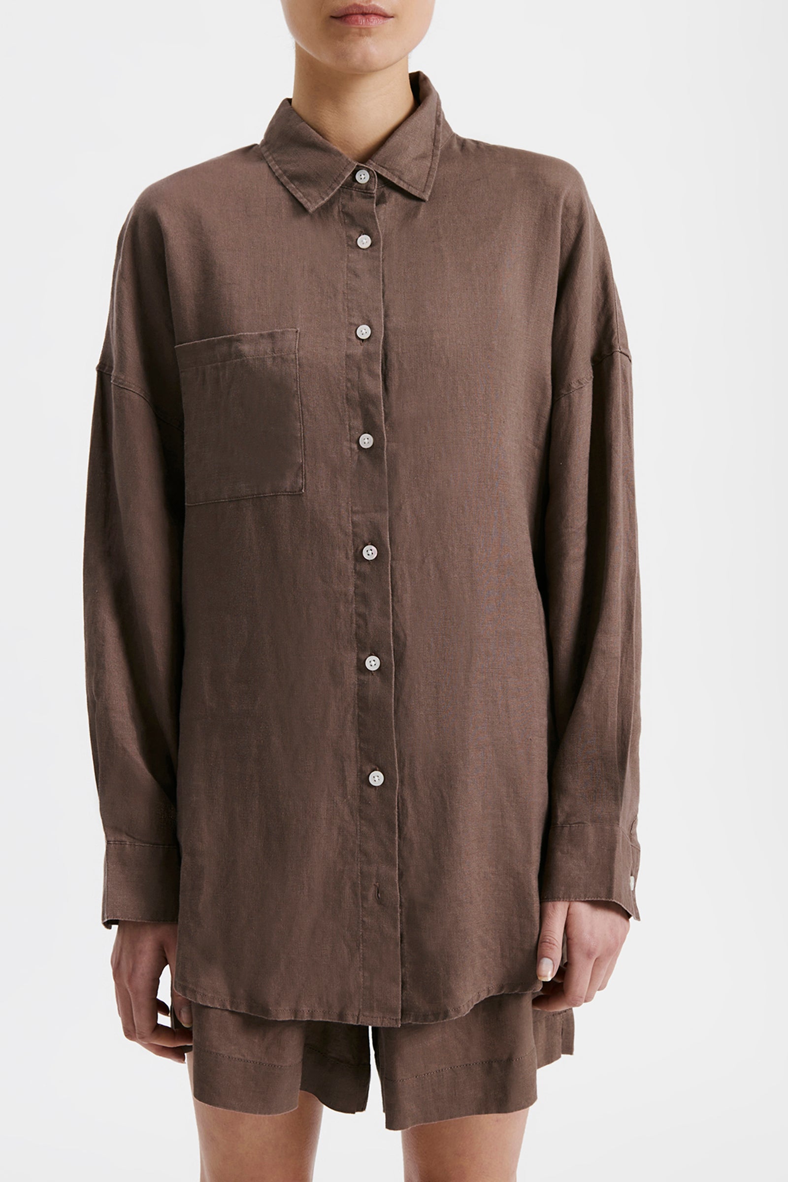 Nude Lucy Lounge Heritage Linen Shirt in Soot