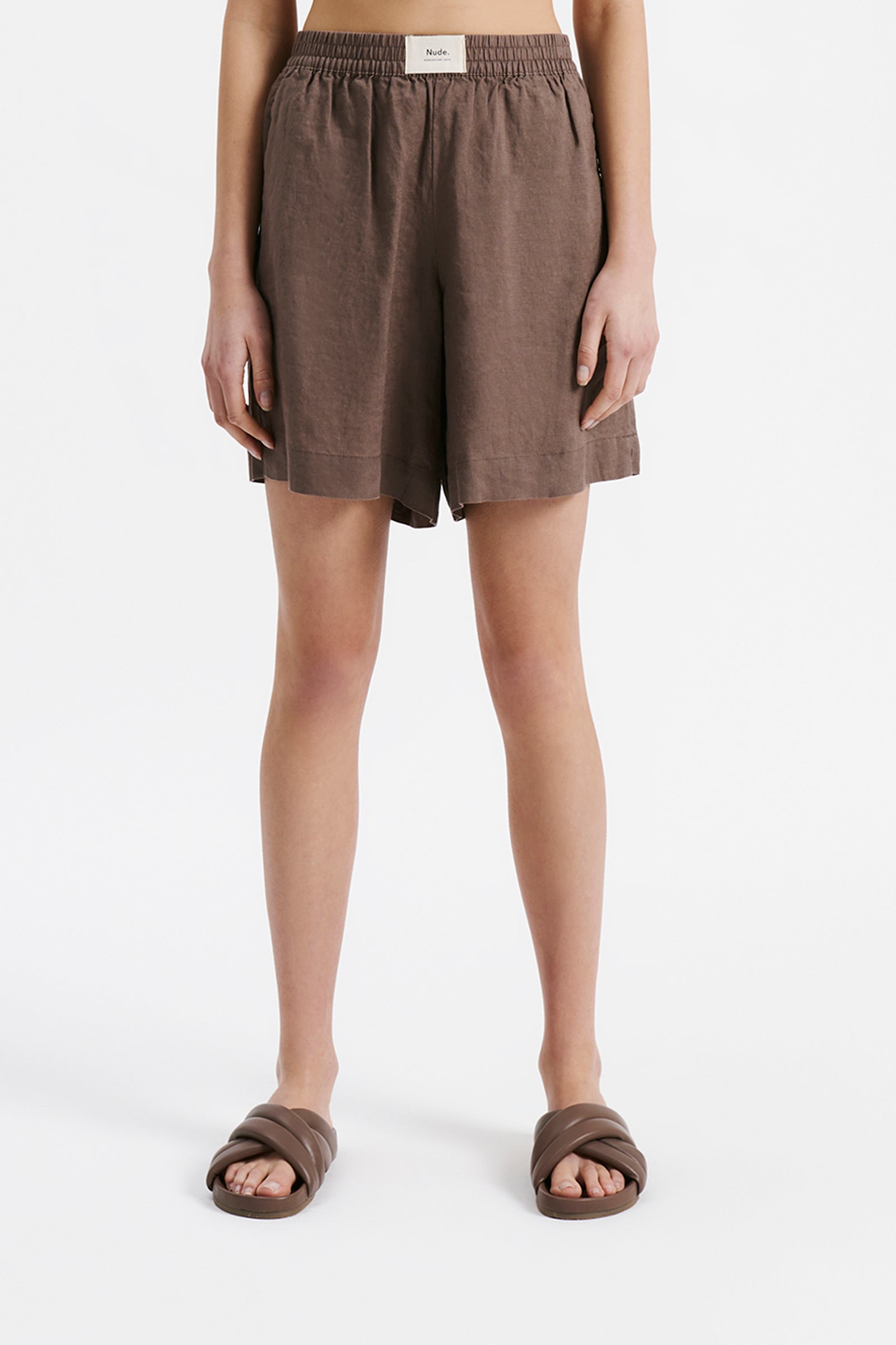 Nude Lucy Lounge Heritage Linen Short In Soot 