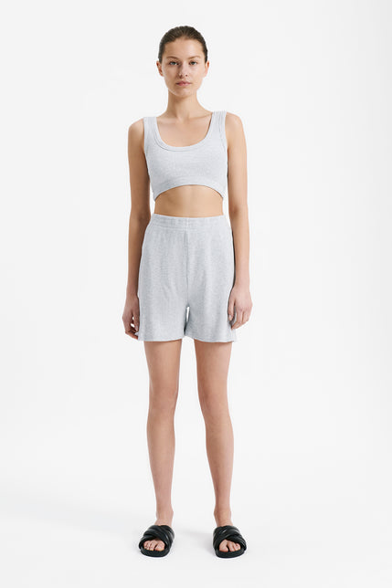 LOUNGE RIBBED LONGLINE SHORT-Grey Marle