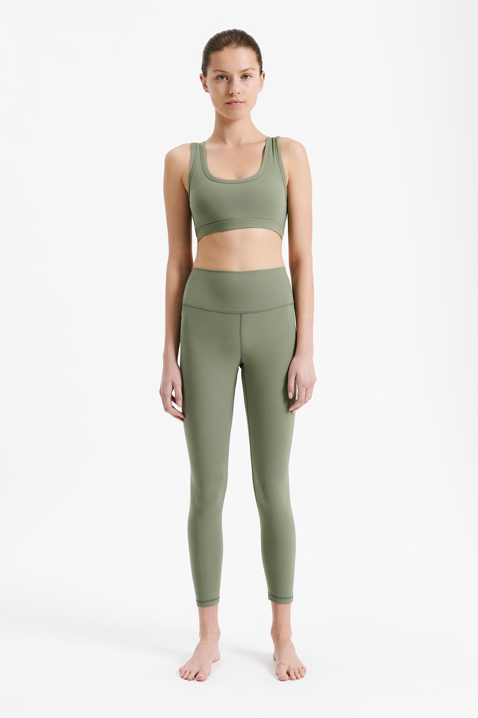 Nude Lucy Nude Active Crop Top In a Green Willow Colour