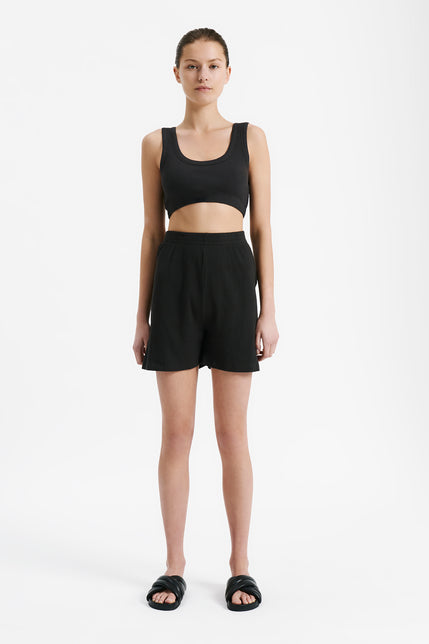 LOUNGE RIBBED LONGLINE SHORT-Coal