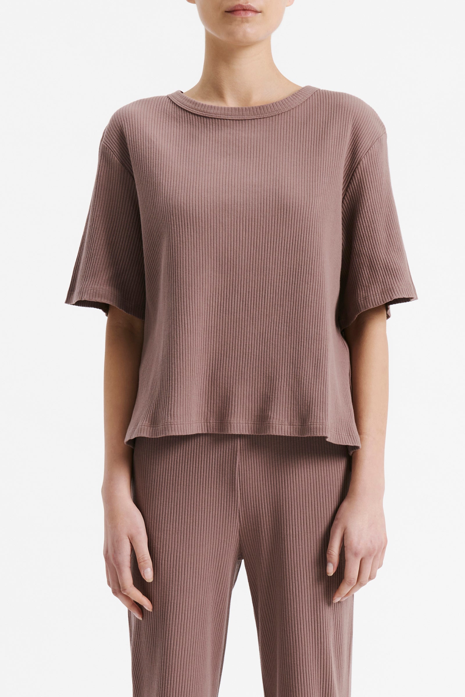 Nude Lucy Lounge Rib Tee In Soot 