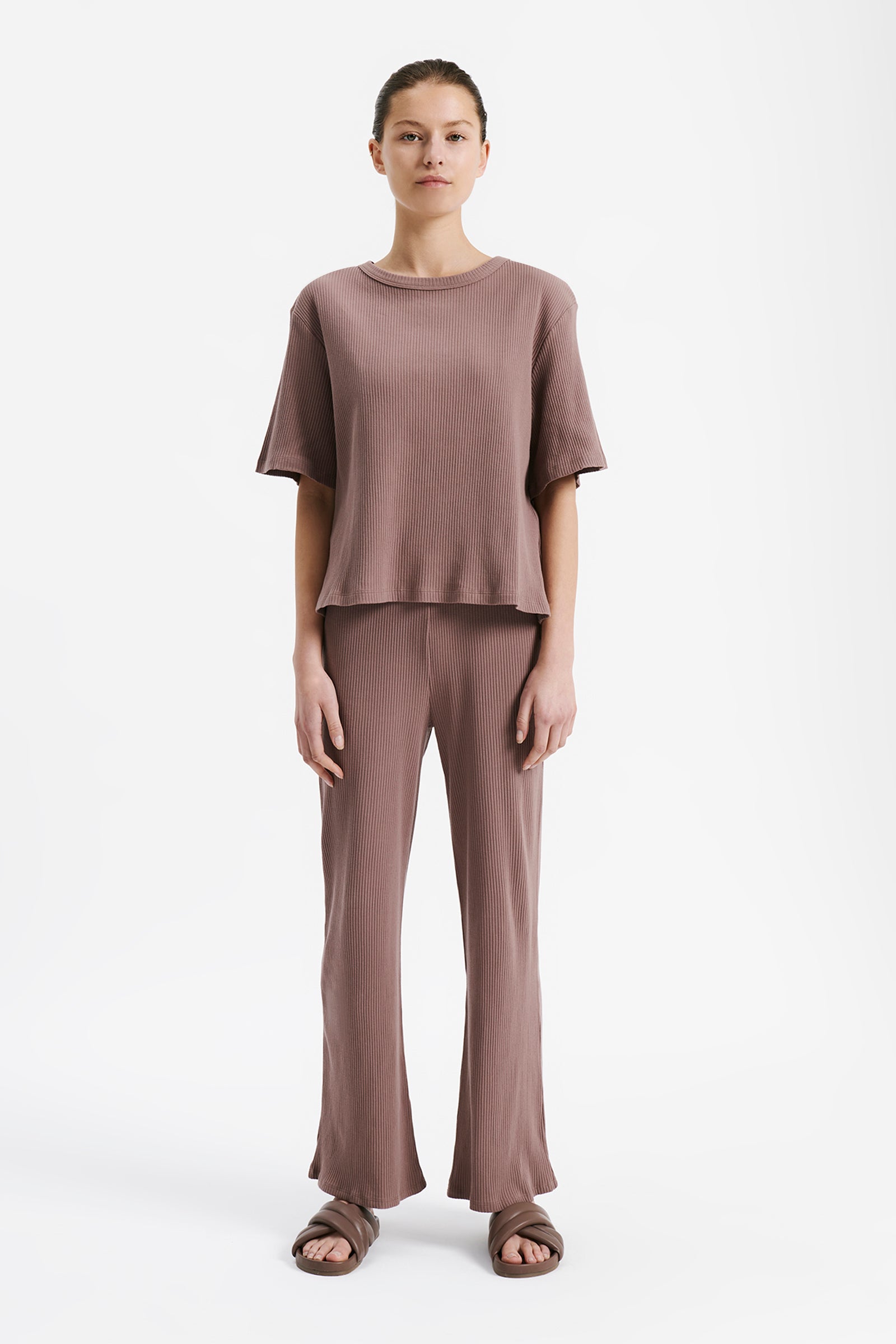 Nude Lucy Lounge Rib Tee In Soot 