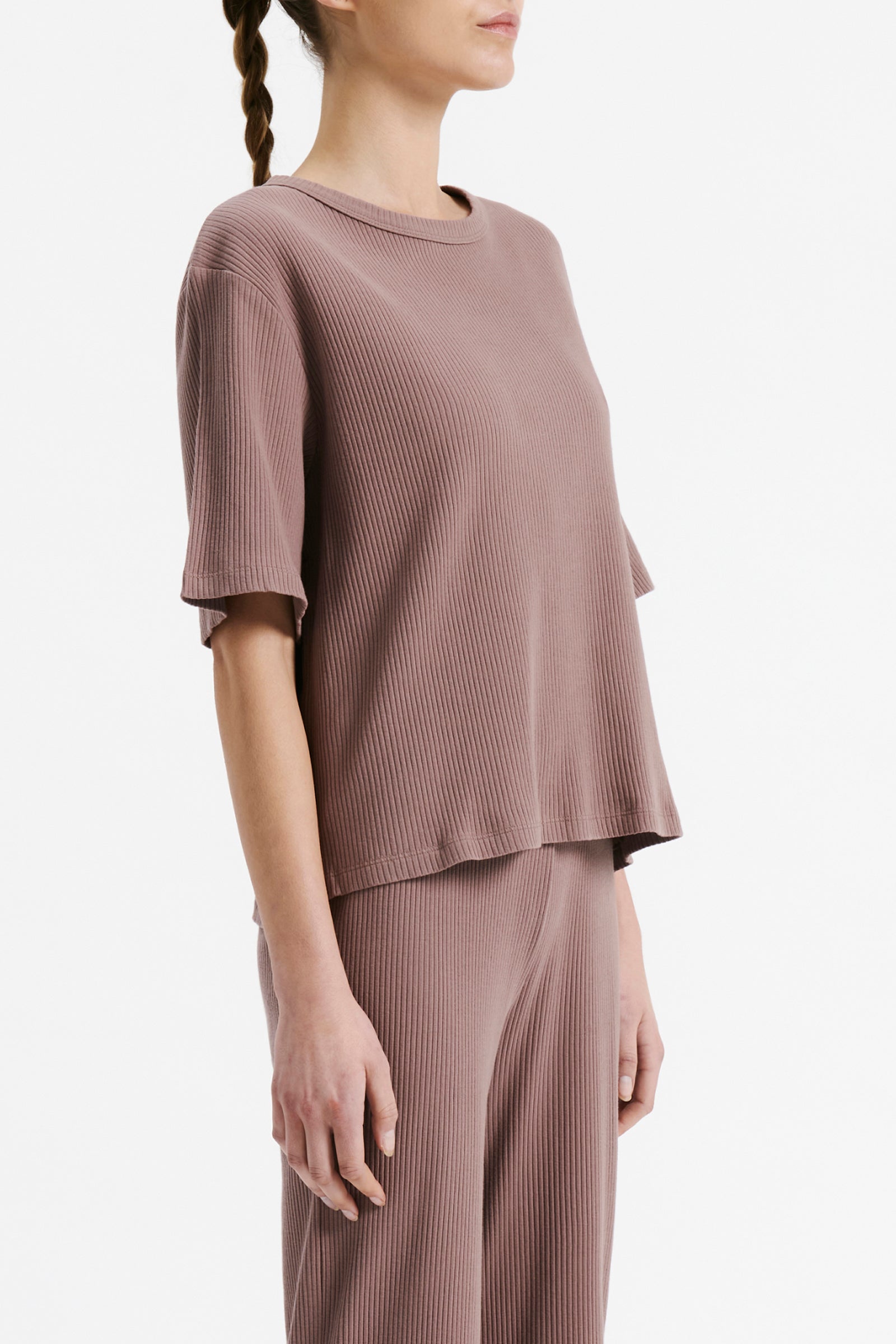 Nude Lucy Lounge Rib Tee In Soot 