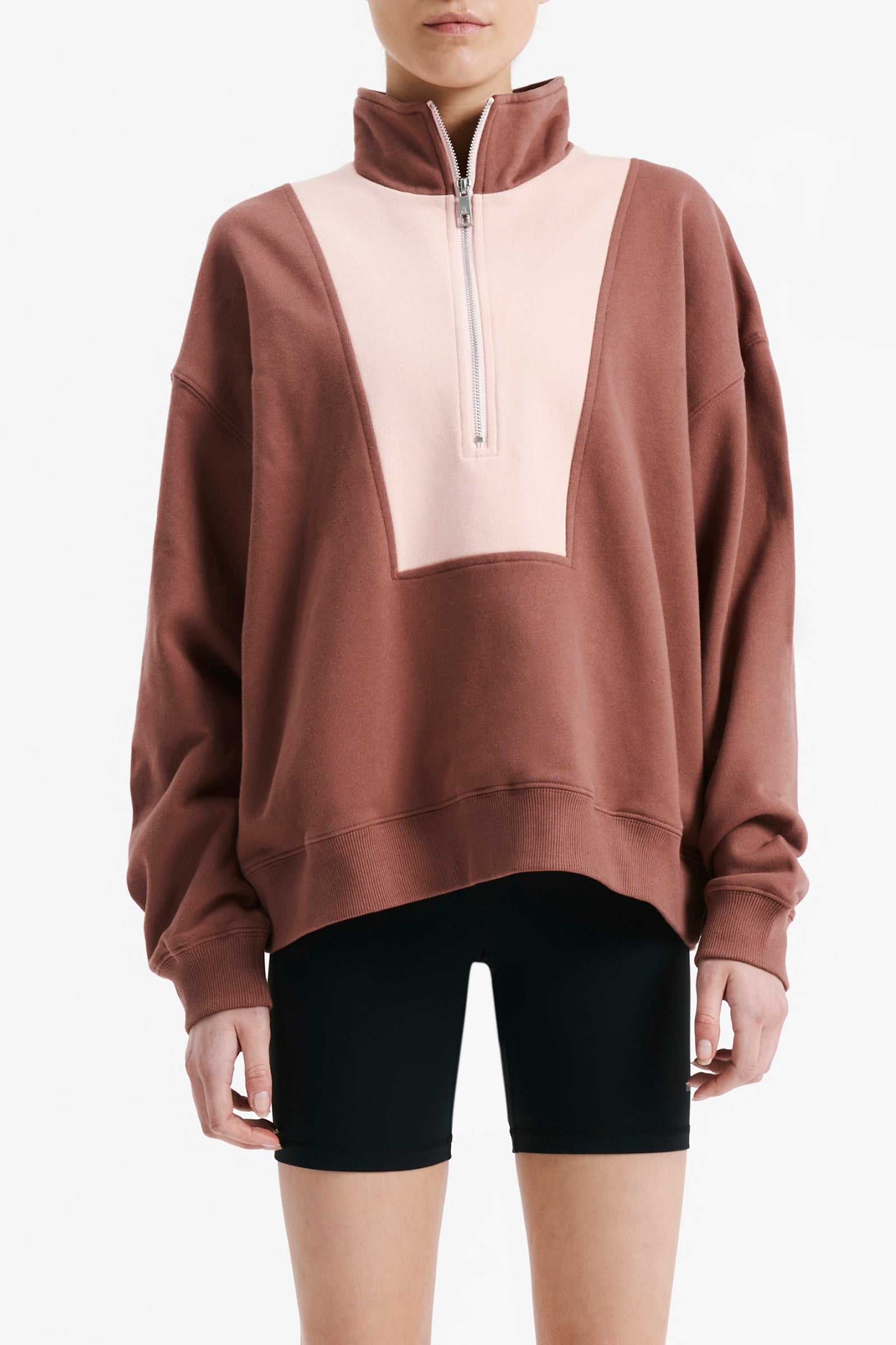 Nude Lucy Nude Active Contrast Zip Sweat In Rosewood 
