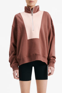 Nude Lucy Nude Active Contrast Zip Sweat in Rosewood