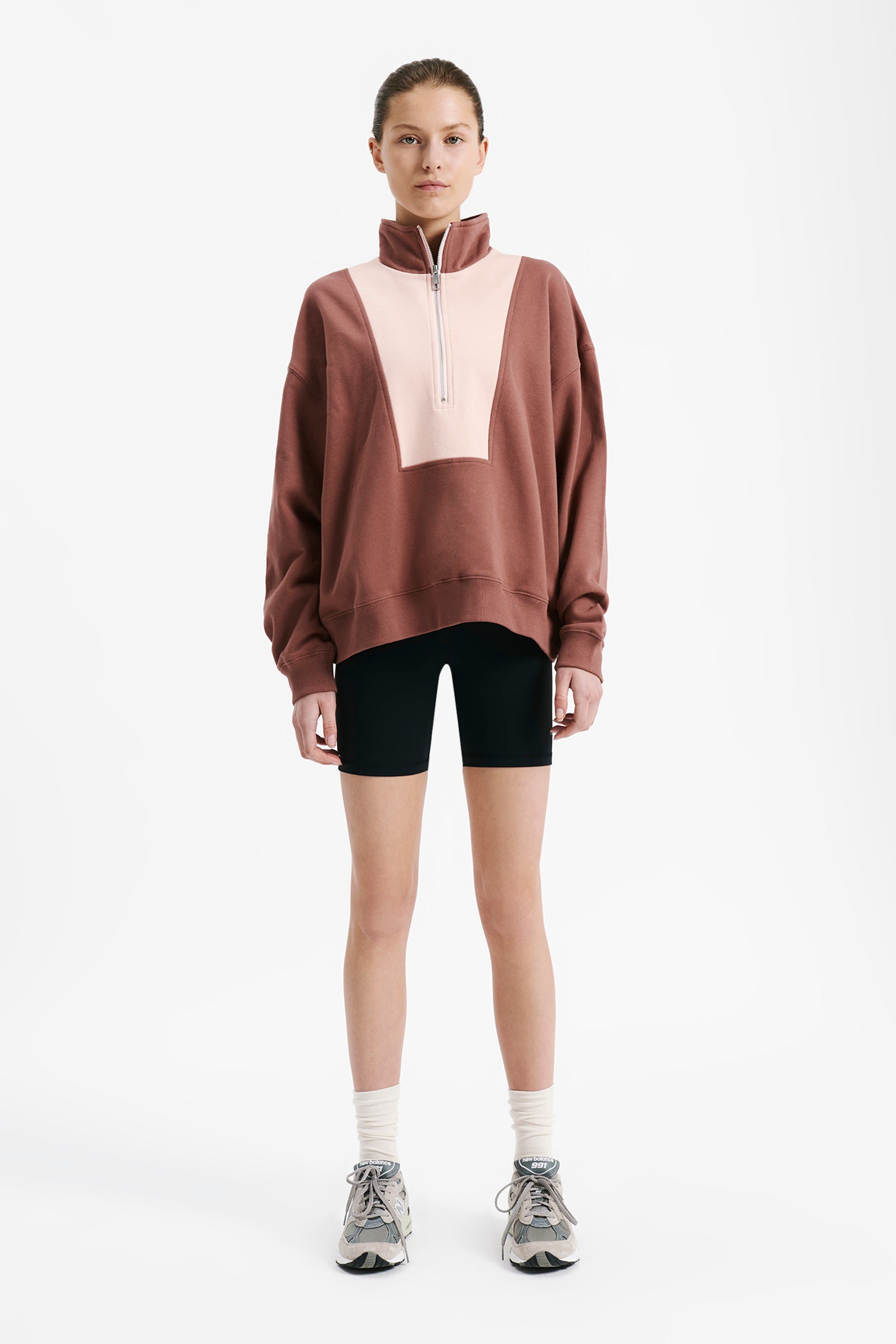 Nude Lucy Nude Active Contrast Zip Sweat In Rosewood 