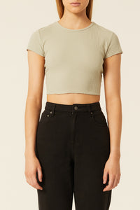 Nude Lucy Cameron Waffle Tee In A Green Artichoke Colour
