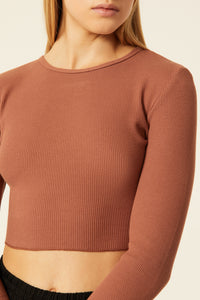 Nude Lucy Cameron Waffle Long Sleeve Tee in a Light Brown Brandy Colour