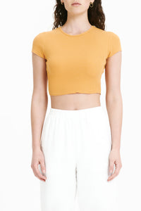 Nude Lucy Cameron Waffle Tee In an Orange Mandarin Colour