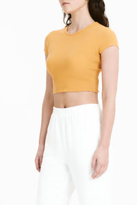 Nude Lucy Cameron Waffle Tee In an Orange Mandarin Colour