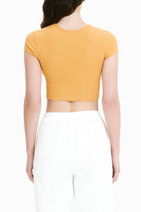 Nude Lucy Cameron Waffle Tee In an Orange Mandarin Colour