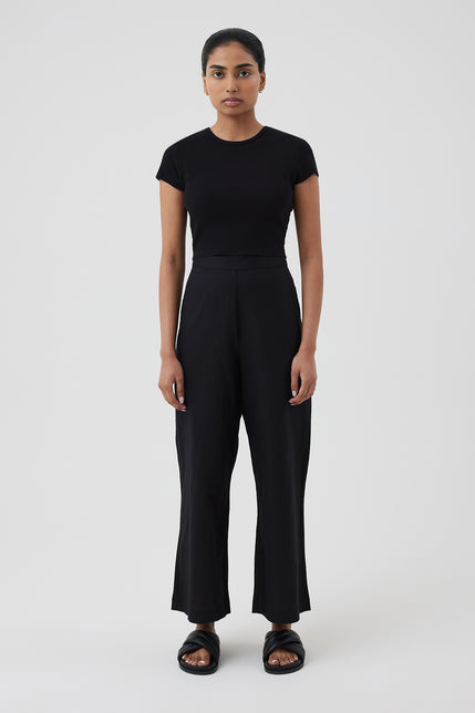 CAMERON BASIC WAFFLE TEE-Black