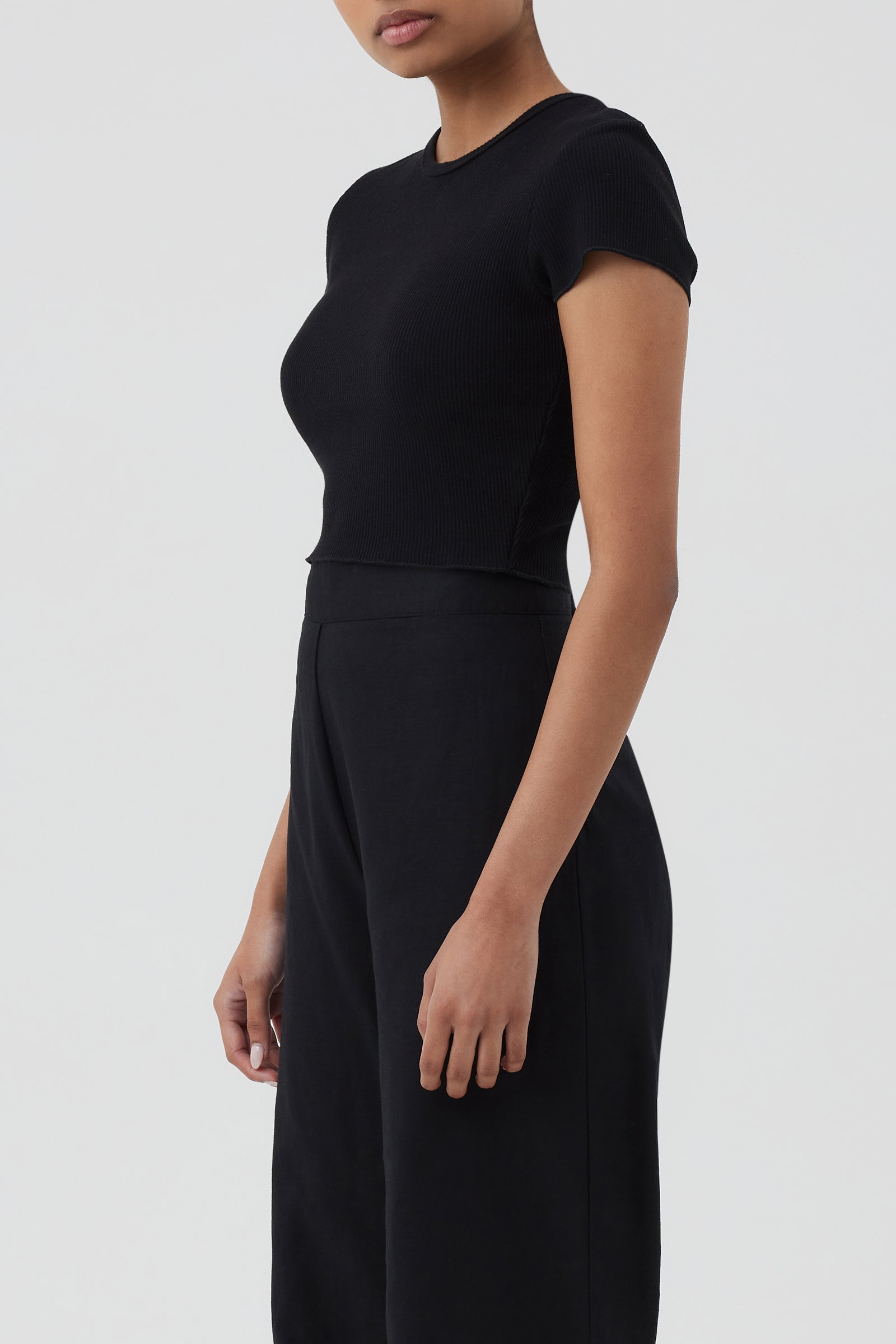 Nude Lucy Cameron Waffle Tee In Black 