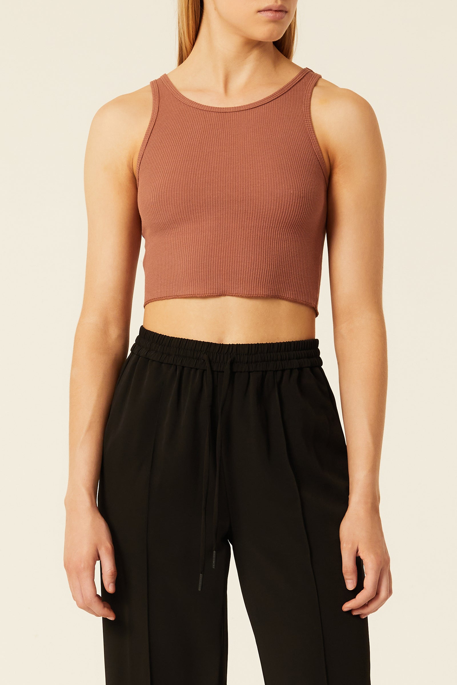 Nude Lucy Annie Waffle Tank in a Light Brown Brandy Colour