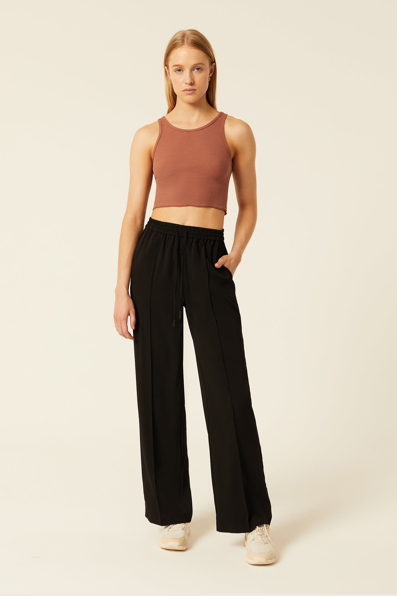 Nude Lucy Annie Waffle Tank in a Light Brown Brandy Colour