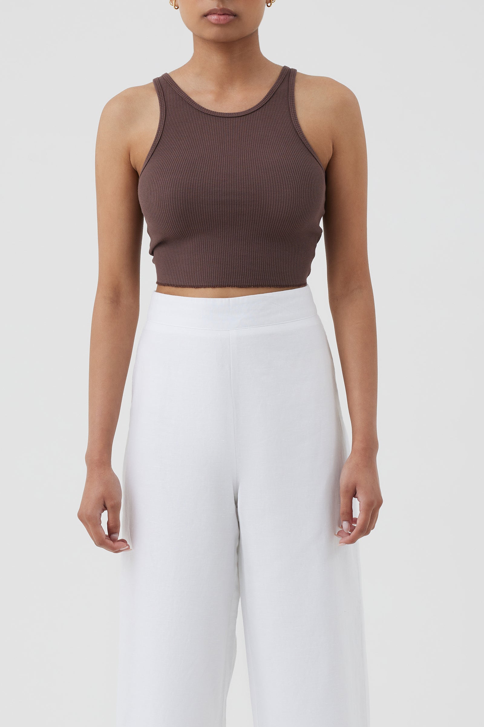 Nude Lucy Annie Waffle Tank in a Brown Chocolate Cacao Colour
