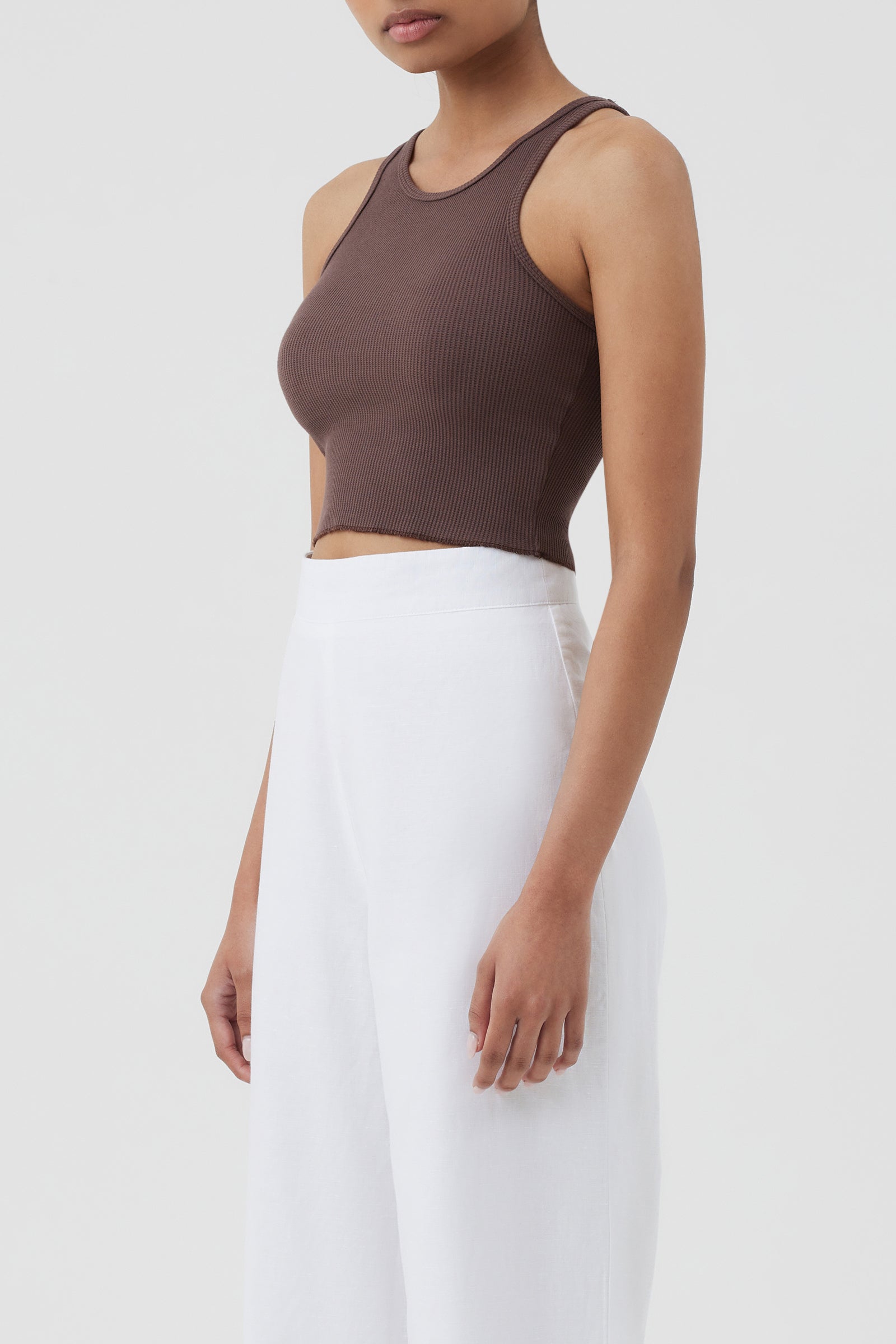 Nude Lucy Annie Waffle Tank in a Brown Chocolate Cacao Colour