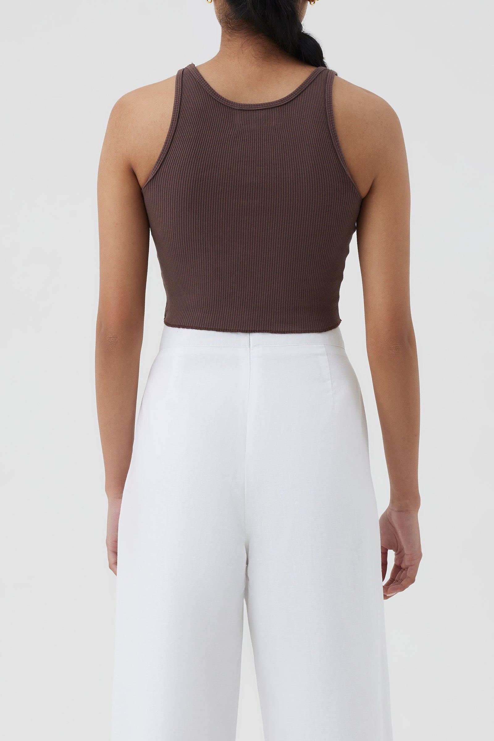 Nude Lucy Annie Waffle Tank in a Brown Chocolate Cacao Colour