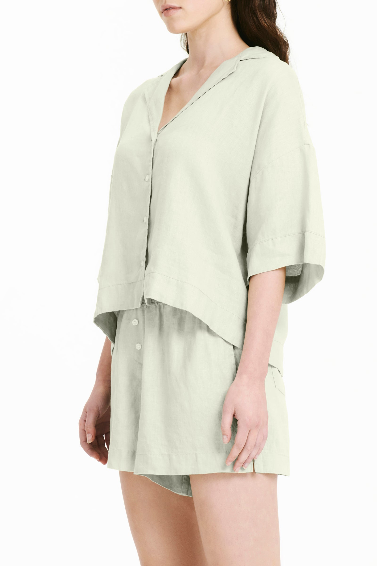 Nude Lucy Lounge Linen Shirt In Eucalyptus 