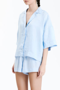 Nude Lucy Lounge Linen Shirt in a Blue Sky Colour