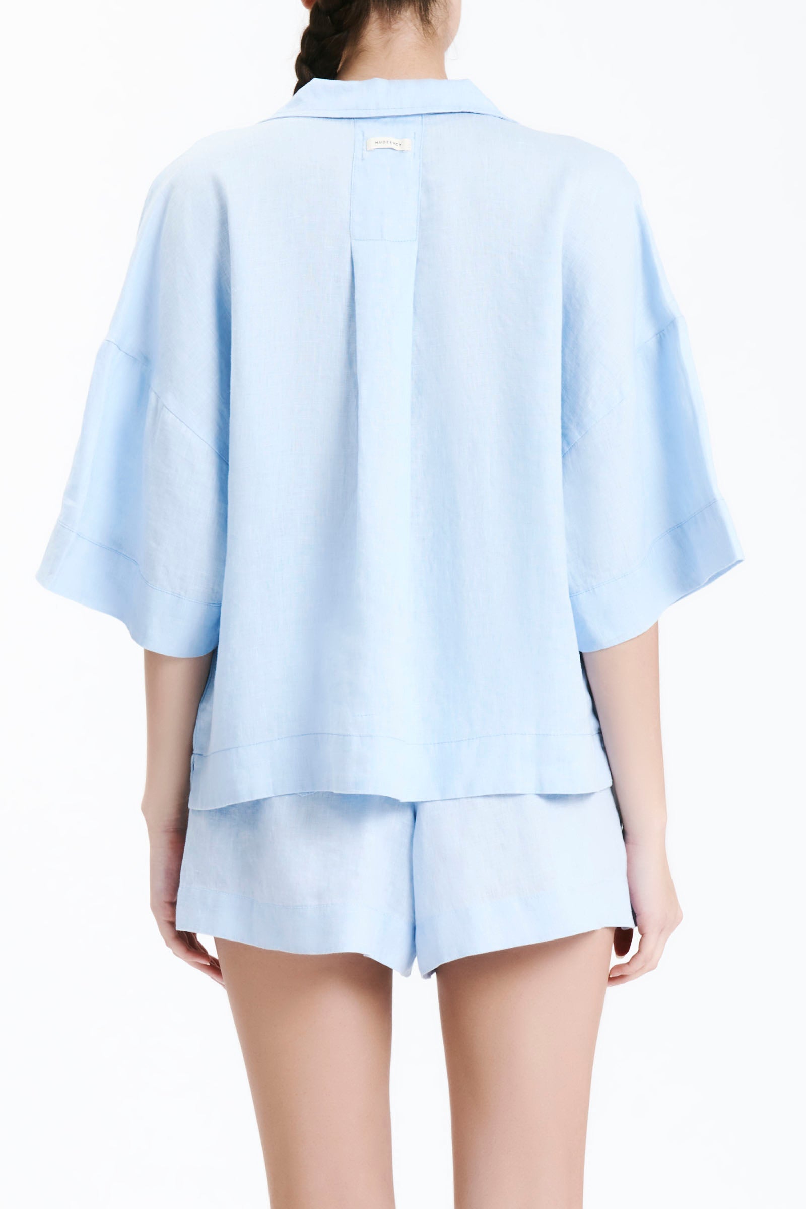 Nude Lucy Lounge Linen Shirt In A Blue Sky Colour 