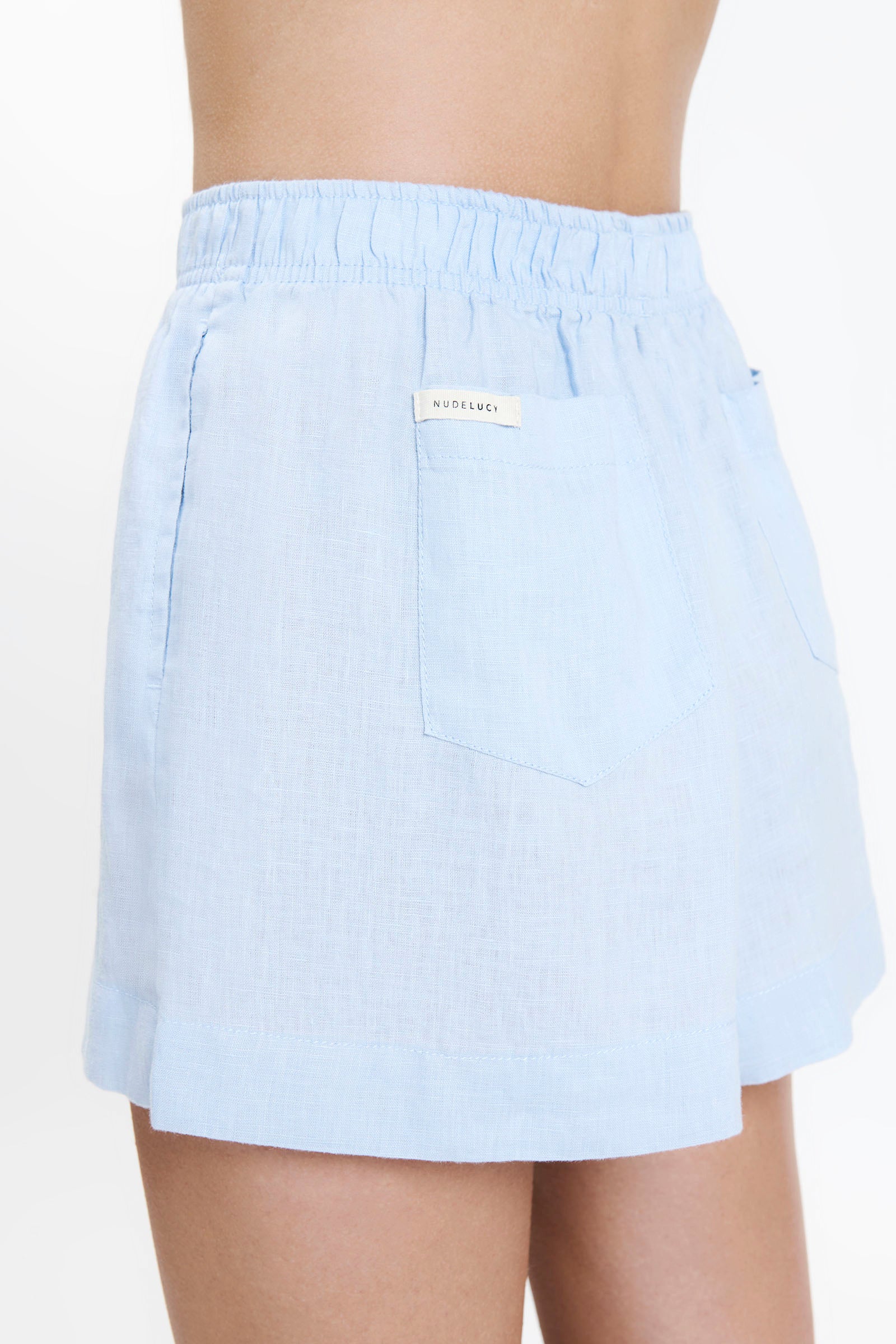 Nude Lucy Lounge Linen Short In A Blue Sky Colour 