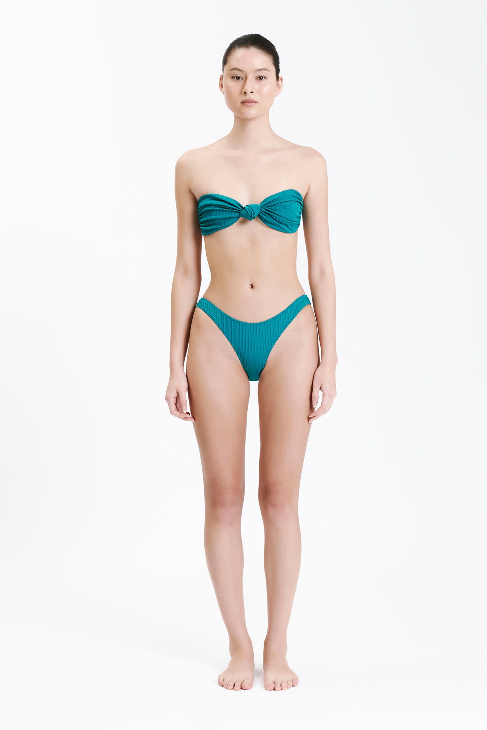 Nude Lucy Classic Knot Front Top In A Green Jade Colour 