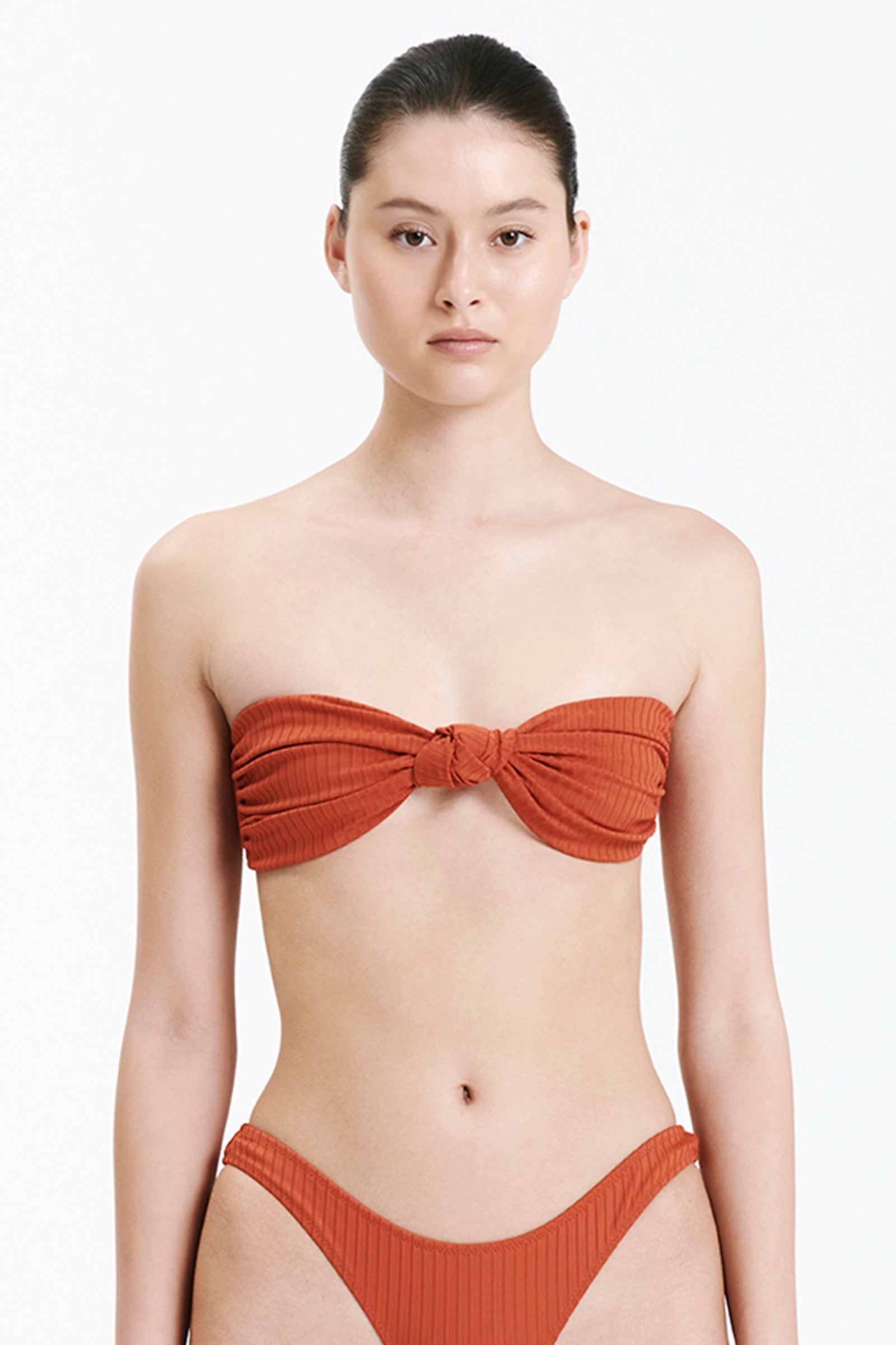 Nude Lucy Classic Knot Front Top In A Terracotta Rooibos Colour 