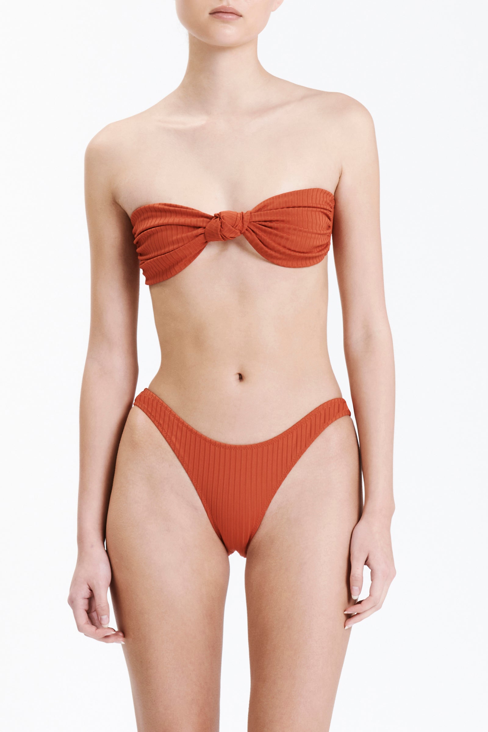 Nude Lucy Classic Knot Front Top In A Terracotta Rooibos Colour 