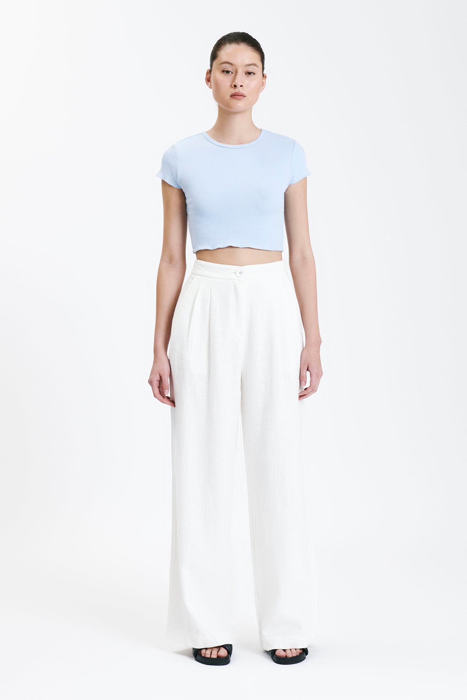 Nude Lucy Cameron Waffle Tee In A Blue Sky Colour 