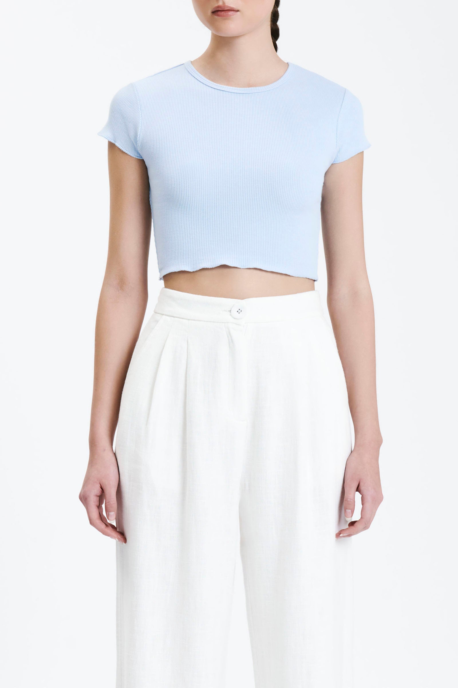 Nude Lucy Cameron Waffle Tee In A Blue Sky Colour 