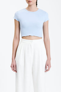 Nude Lucy Cameron Waffle Tee in a Blue Sky Colour
