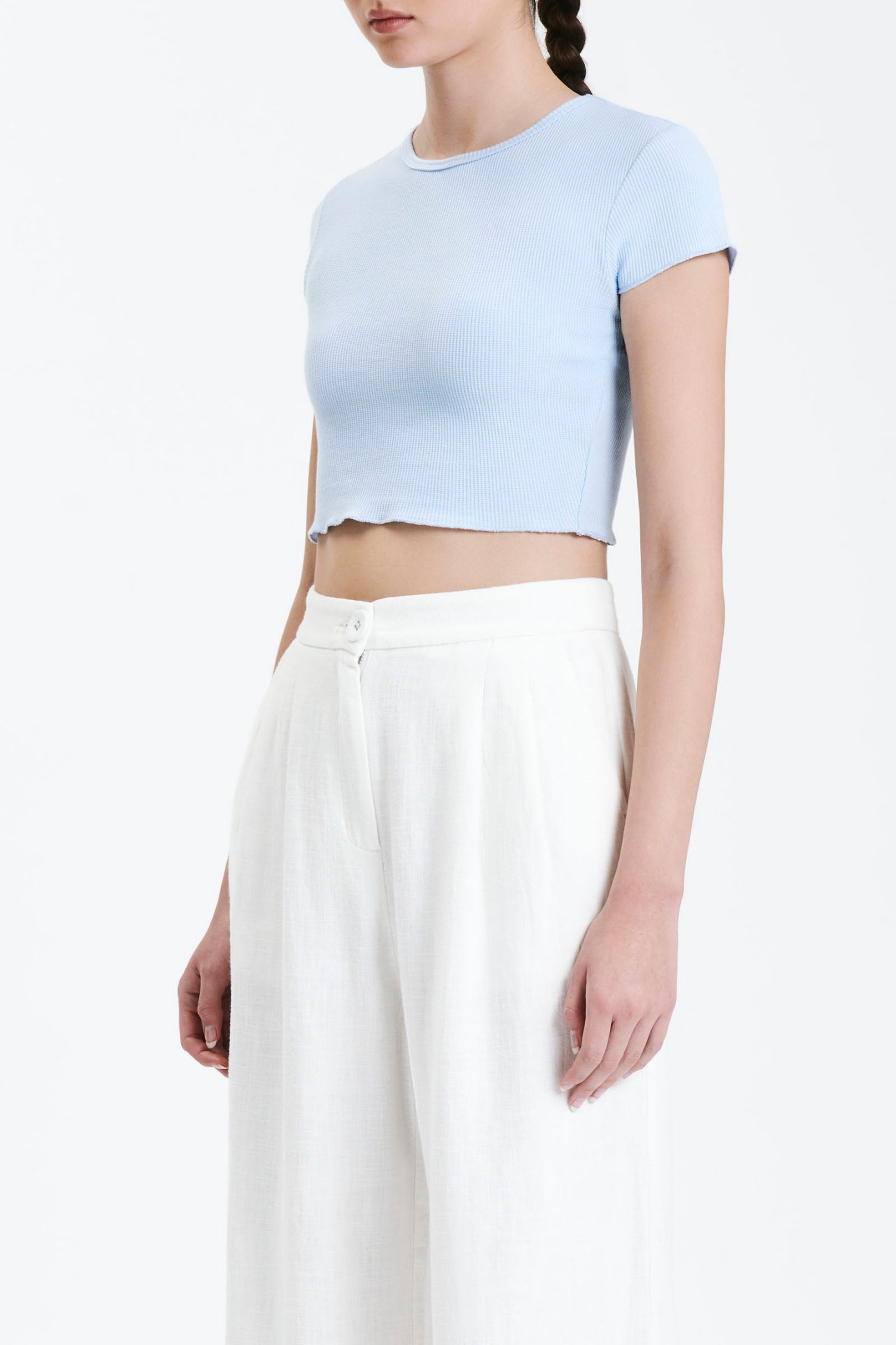 Nude Lucy Cameron Waffle Tee In A Blue Sky Colour 