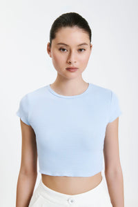 Nude Lucy Cameron Waffle Tee in a Blue Sky Colour