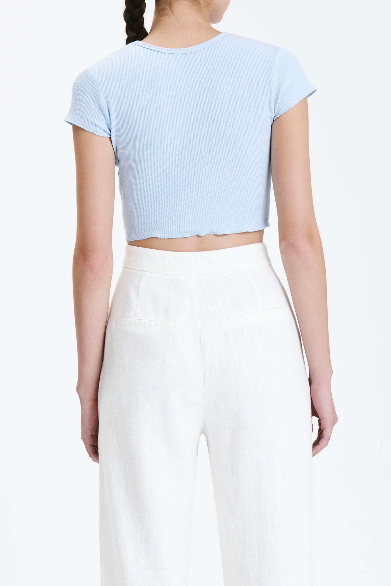 Nude Lucy Cameron Waffle Tee In A Blue Sky Colour 