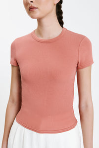 Nude Lucy Monroe Organic Rib Tee in a Light Brown Henna Colour