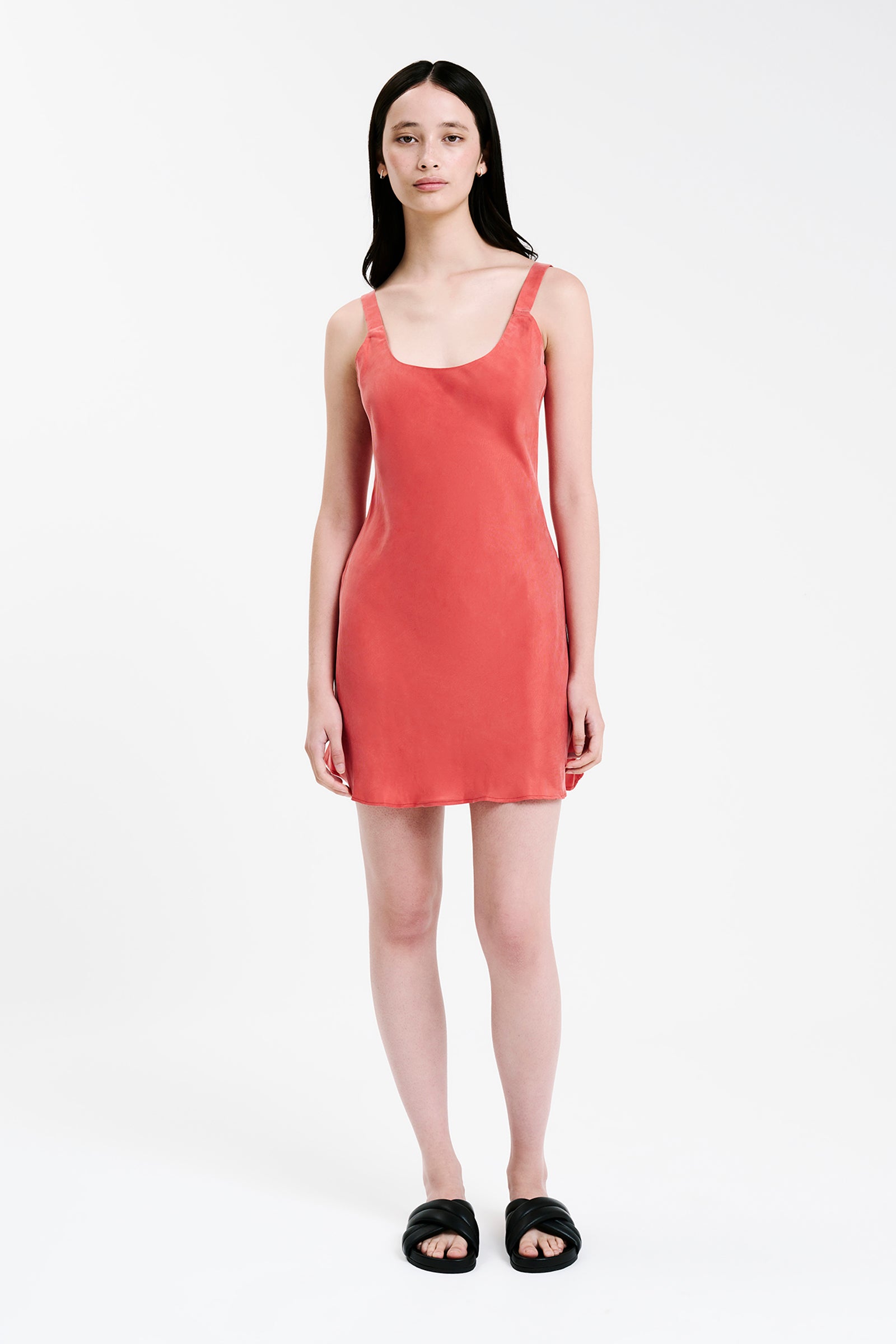 Nude Lucy Harlow Cupro Mini Dress In A Pink & Orange Toned Coral Colour 
