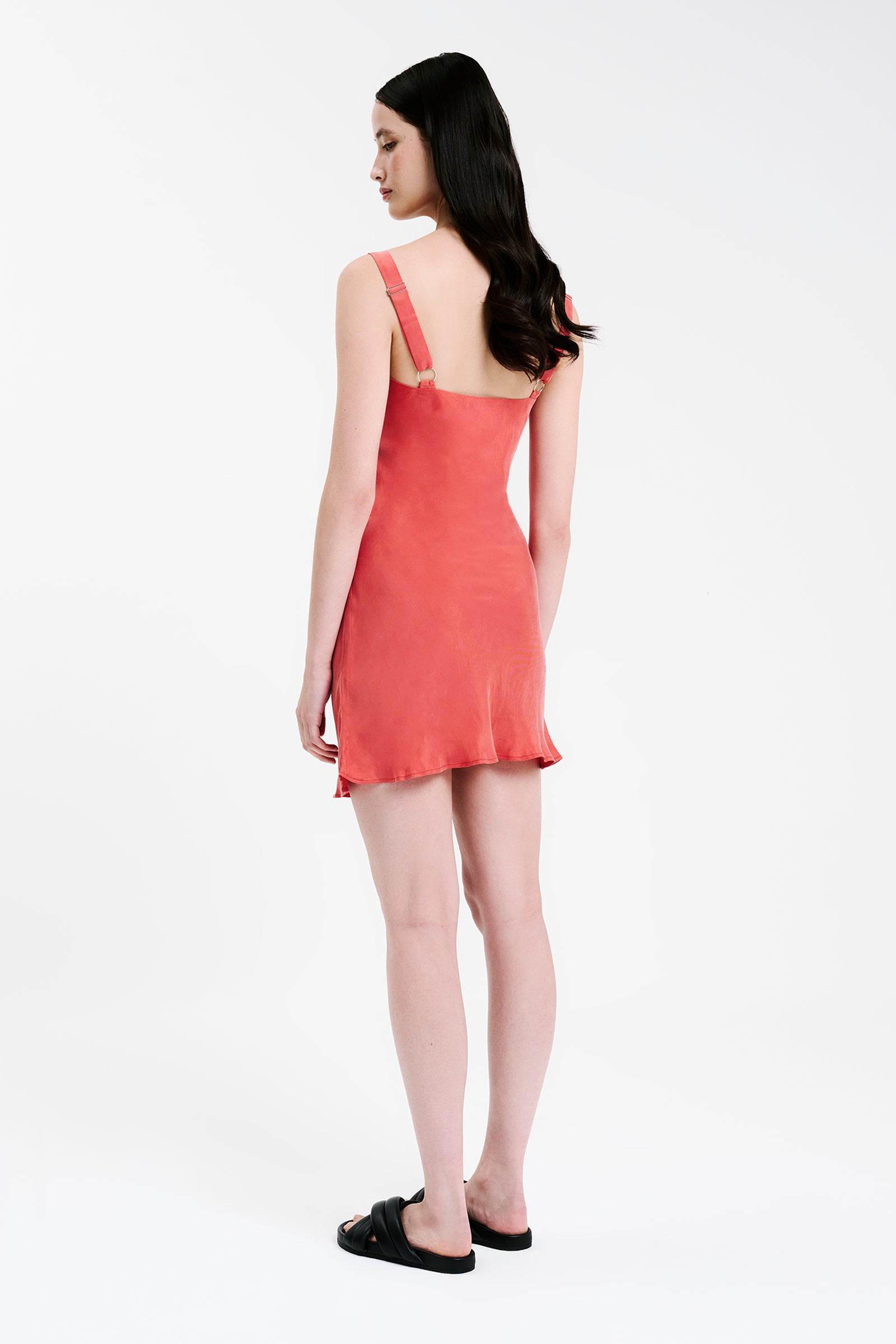 Nude Lucy Harlow Cupro Mini Dress In A Pink & Orange Toned Coral Colour 
