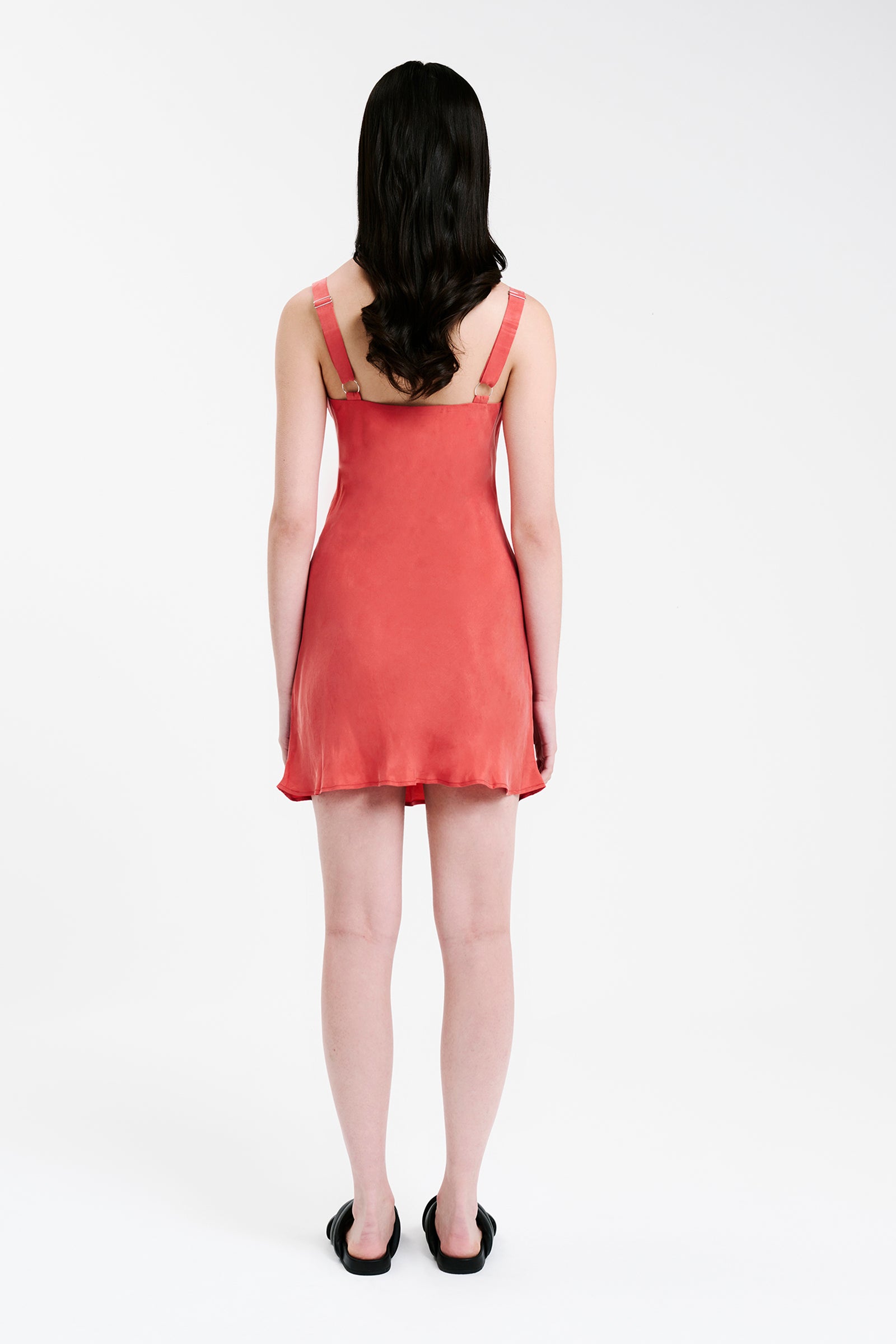 Nude Lucy Harlow Cupro Mini Dress In A Pink & Orange Toned Coral Colour 