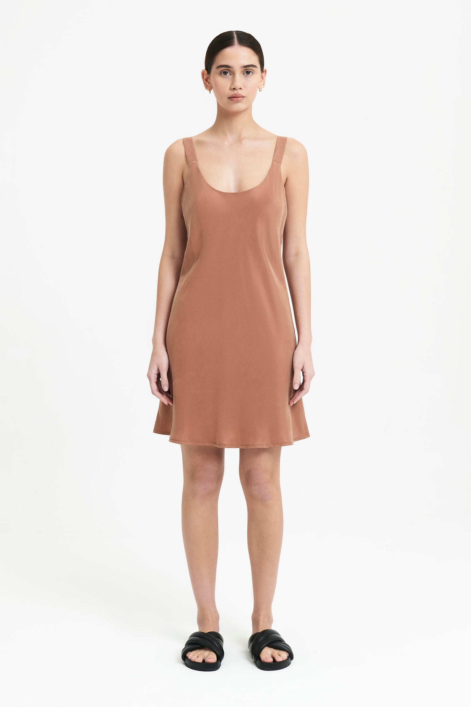 Nude Lucy Harlow Cupro Mini Dress in Terracotta