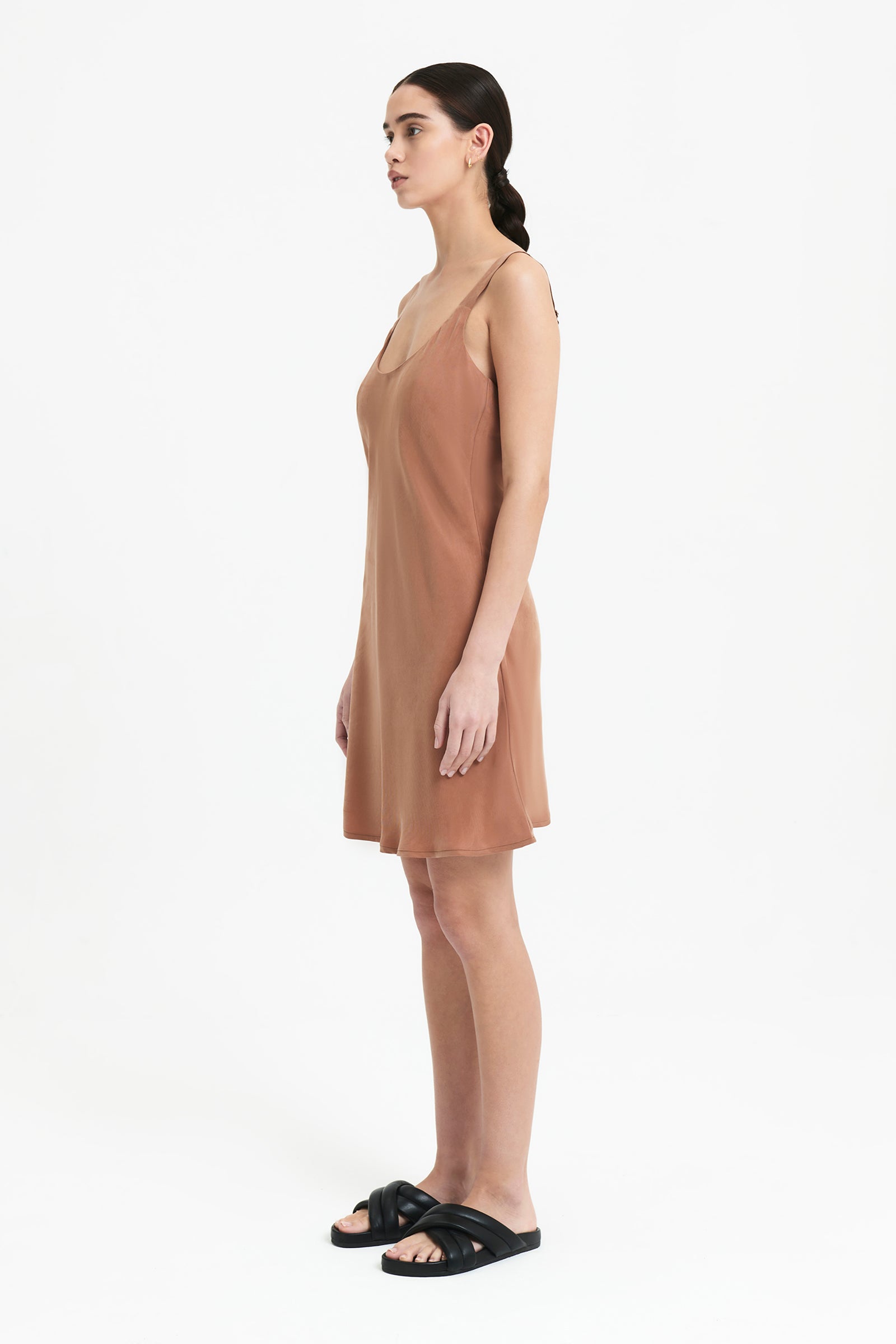 Nude Lucy Harlow Cupro Mini Dress in Terracotta