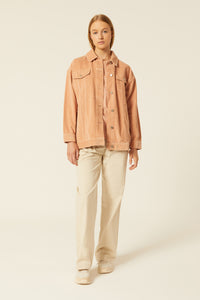 Nude Lucy Binx Longline Cord Jacket In a Orange Clay Colour